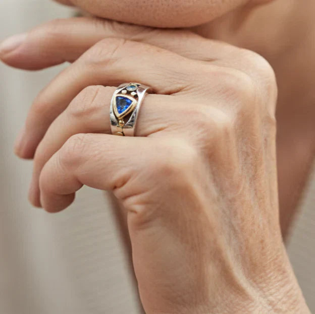 Anillo Vintage Azul — Elegancia Atemporal