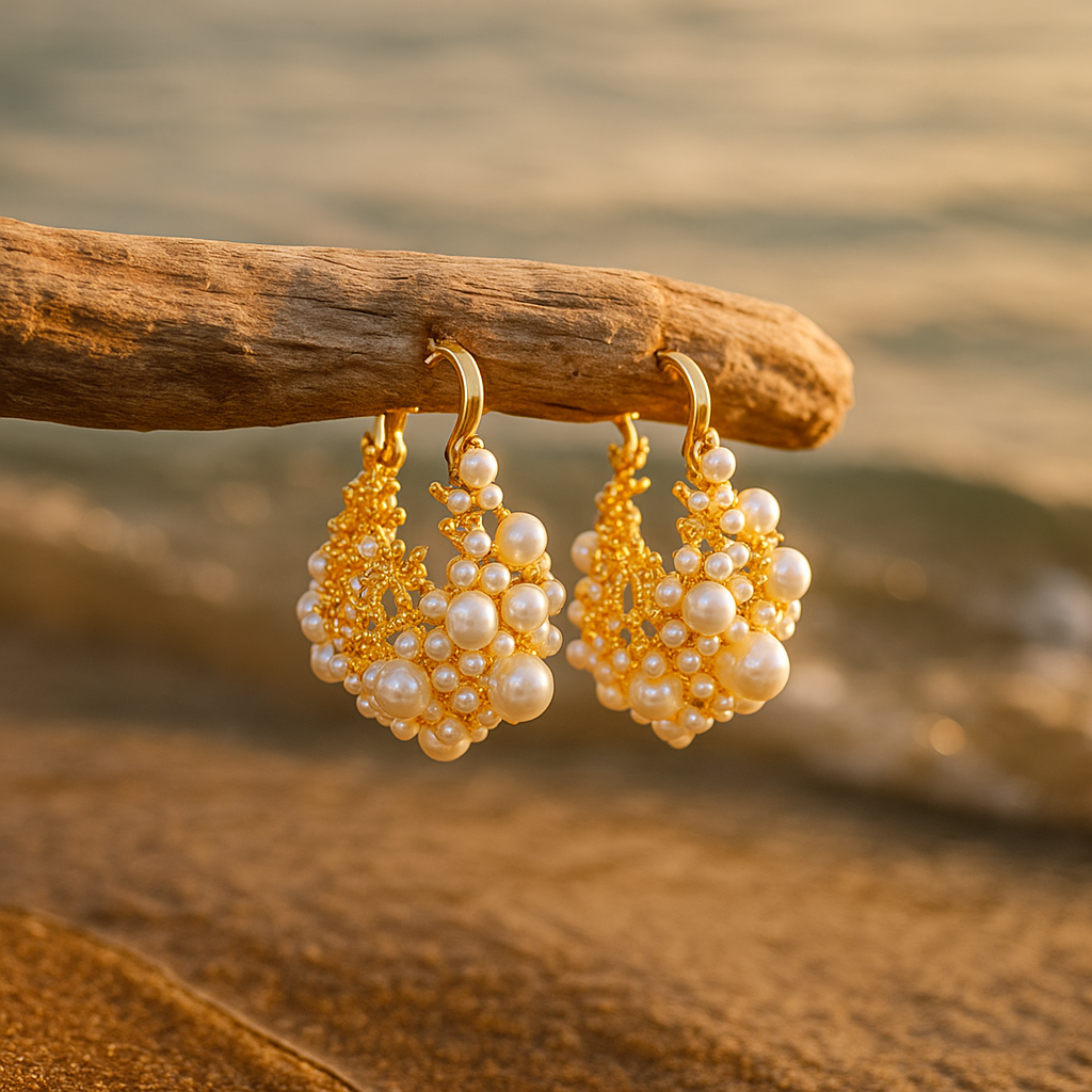 Pendientes de Perlas Inspirados en la Espuma del Mar