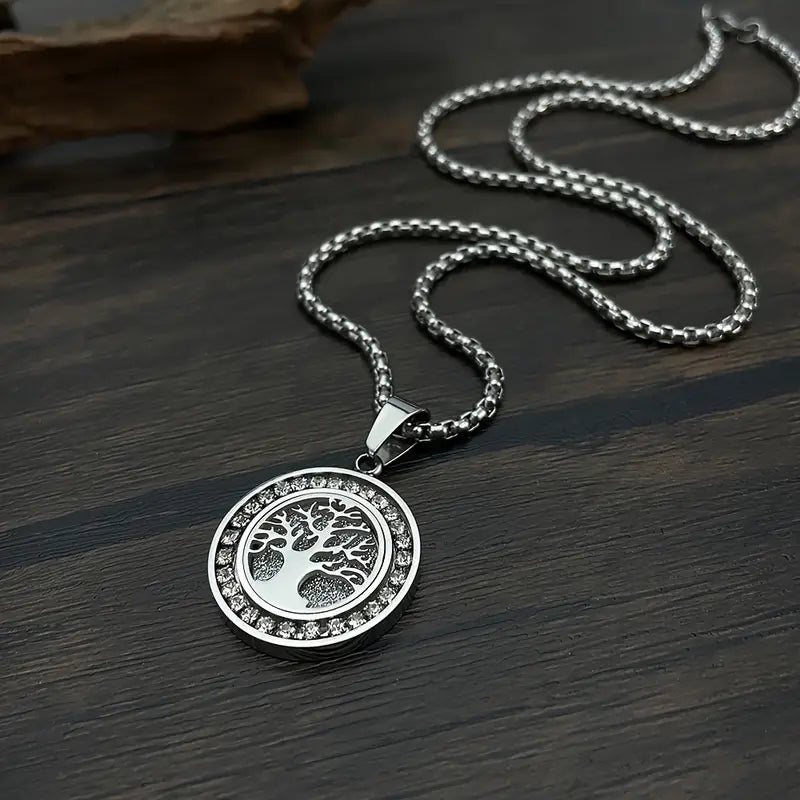 Collar del árbol de la vida con circonitas brillantes para hombre y mujer