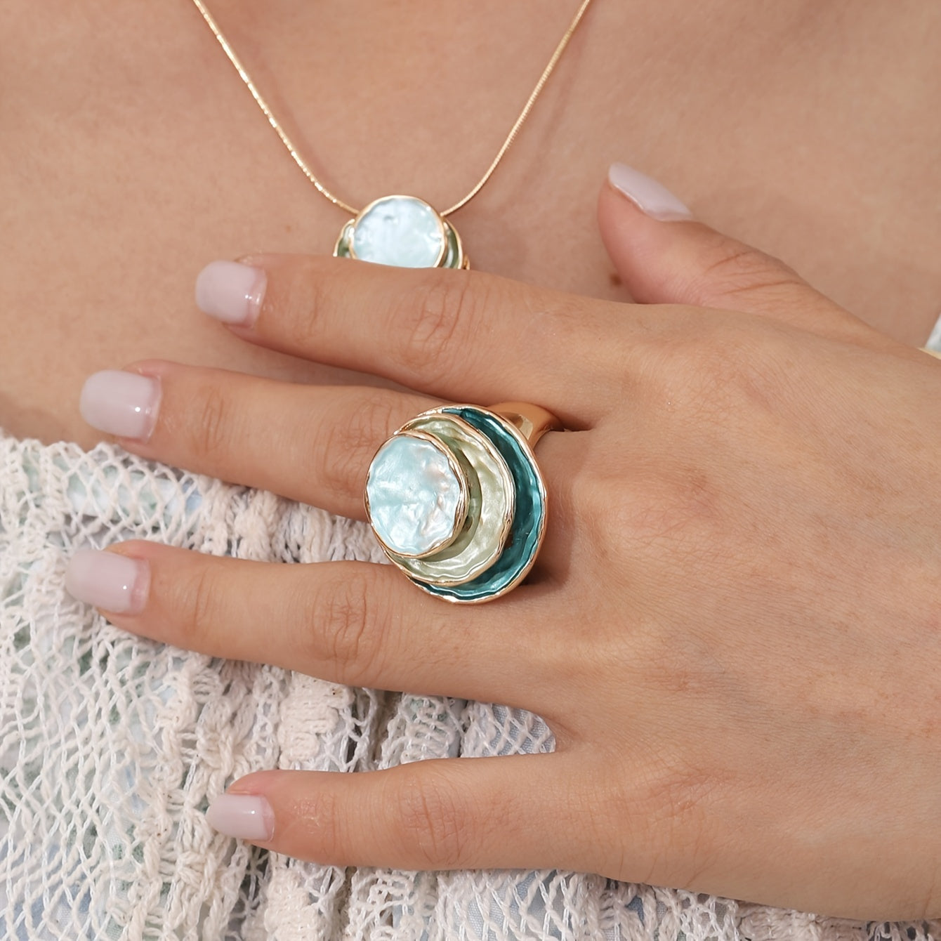 Anillo boho esmaltado en tres capas
