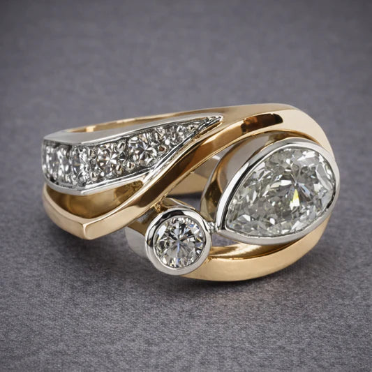 Anillo Vintage de Acero Inoxidable con Circonitas Cúbicas