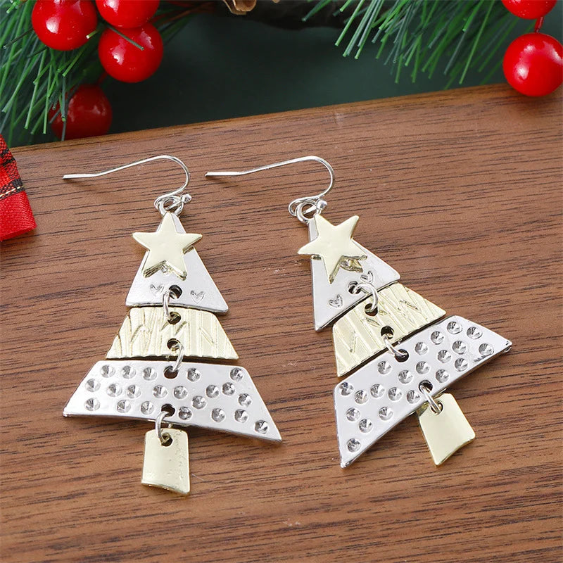 Pendientes festivos para árbol de Navidad de metales no ferrosos con estrellas