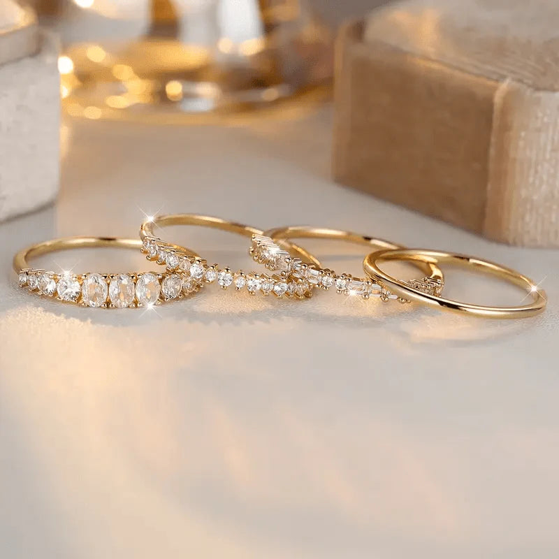 Set de Anillos Apilables con Circonia Cúbica – Elegancia que Brilla