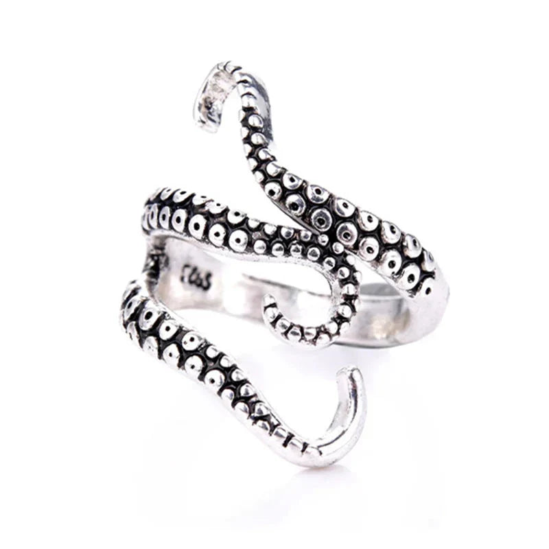 Anillo ajustable con tentáculos de pulpo
