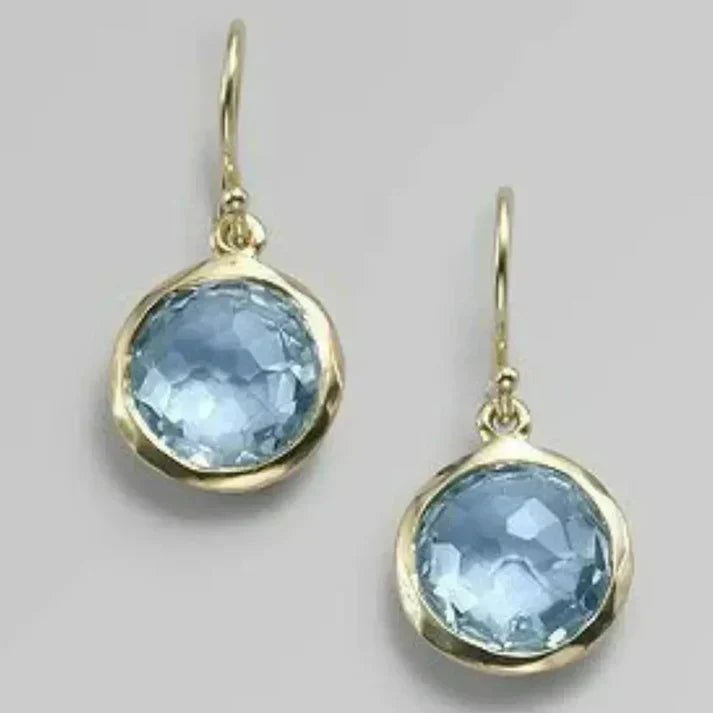 Pendientes colgantes de cristal facetado azul cielo