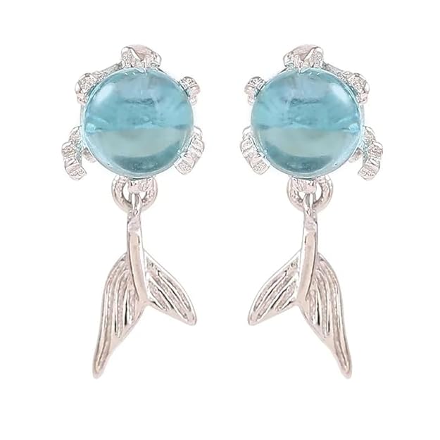 Pendientes de Cola de Sirena de Cristal del Océano
