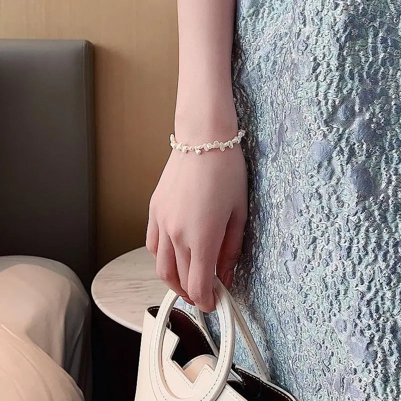 Elegante pulsera de perlas de agua dulce con perlas barrocas únicas