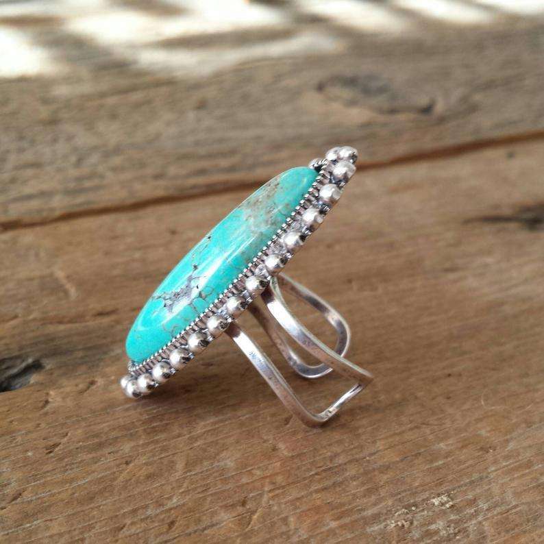 Anillo de Acero Inoxidable con Piedra Turquesa