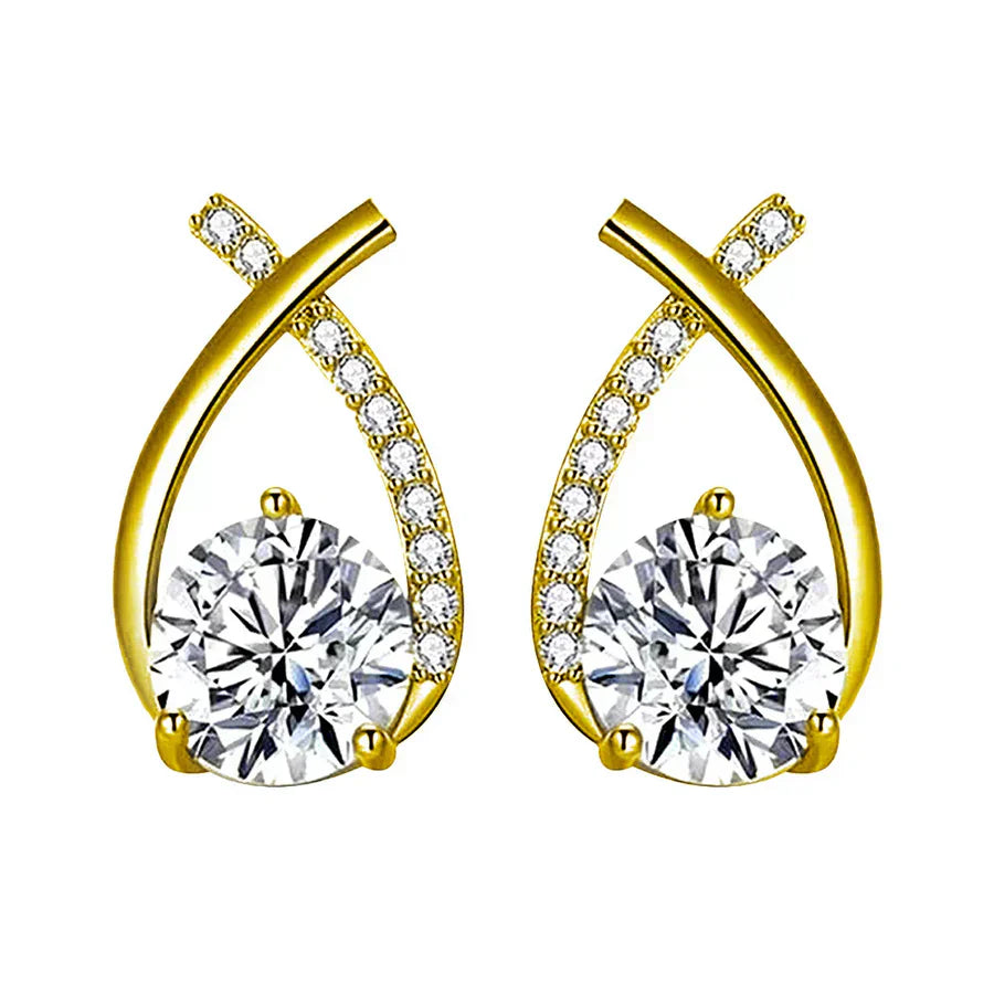 Pendientes elegantes con circonitas brillantes y diseño moderno