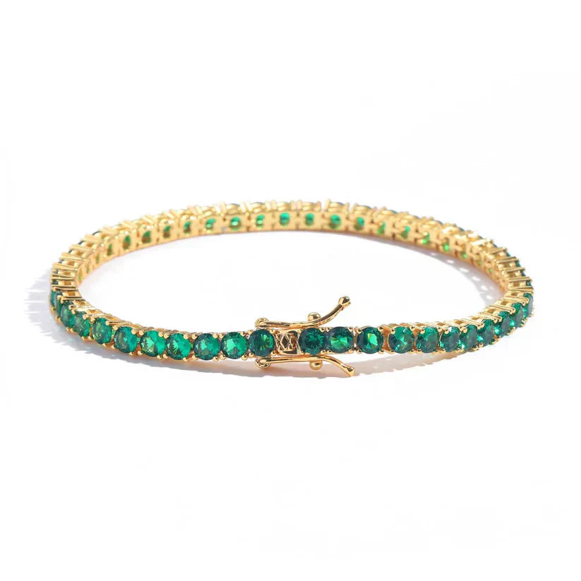 Brazalete de tenis verde esmeralda brillante para una elegancia atemporal