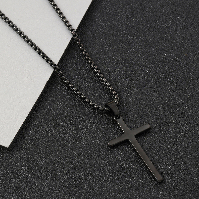 Collar con cruz de acero inoxidable para hombre y mujer en tres colores