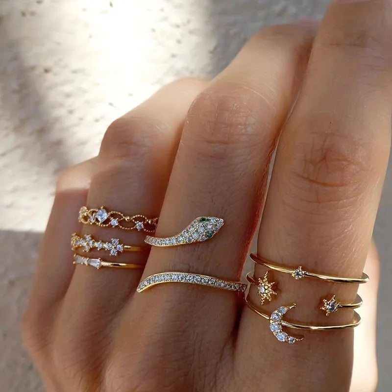 Conjunto de Anillos Vintage Brillantes