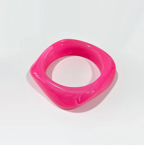 Pulsera cuadrada acrílica de resina de moda colores brillantes para mujer