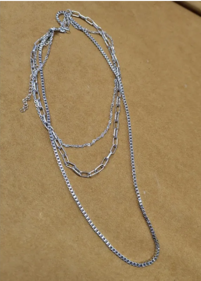 Collar de acero inoxidable de triple capa con diferentes eslabones de cadena