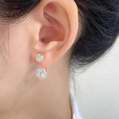 Pendientes brillantes de circonita cúbica con diseño de doble cara para un aspecto elegante