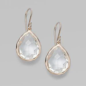 Pendientes elegantes con gotas facetadas de cuarzo transparente