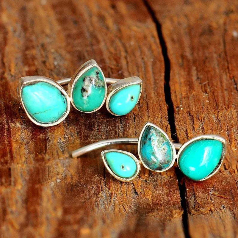 Pendientes colgantes de turquesa estilo retro para mujer