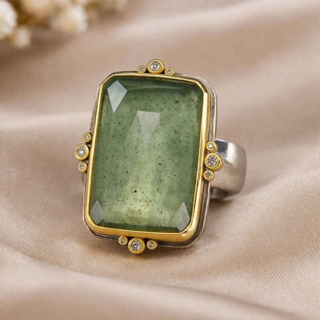 Anillo Vintage con Circonio y Enchapado en Oro