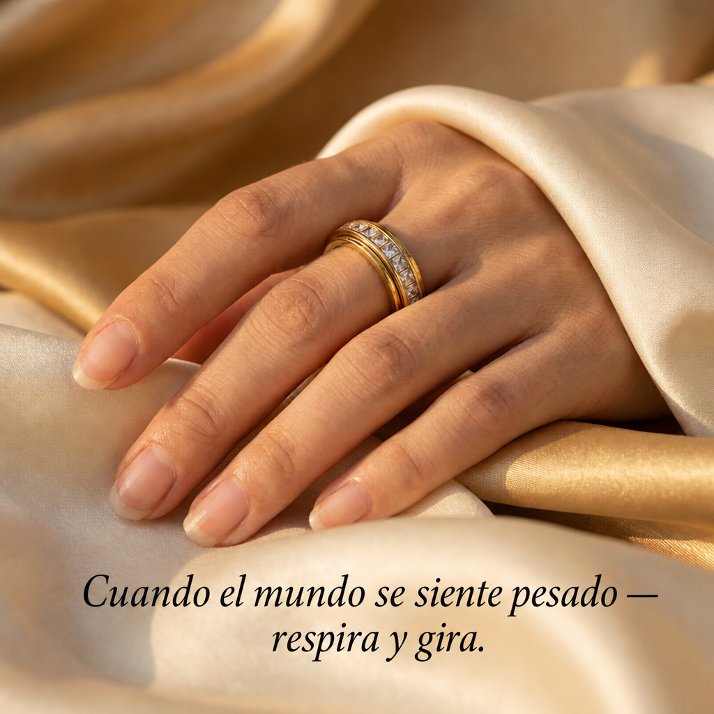 Nadia anillo giratorio antiestrés — cuando el mundo se siente pesado, respira y gira