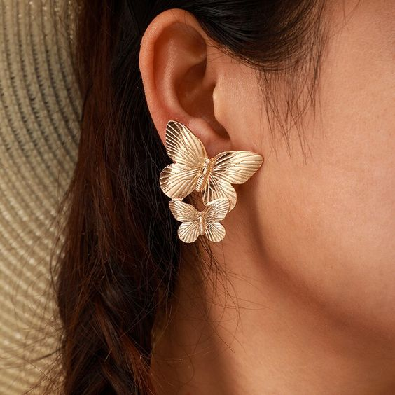 Elegantes pendientes de mariposa de estilo vintage para mujer