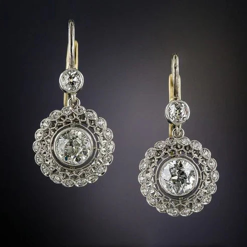 Pendientes vintage de diamantes con diseño de mandala y circonitas