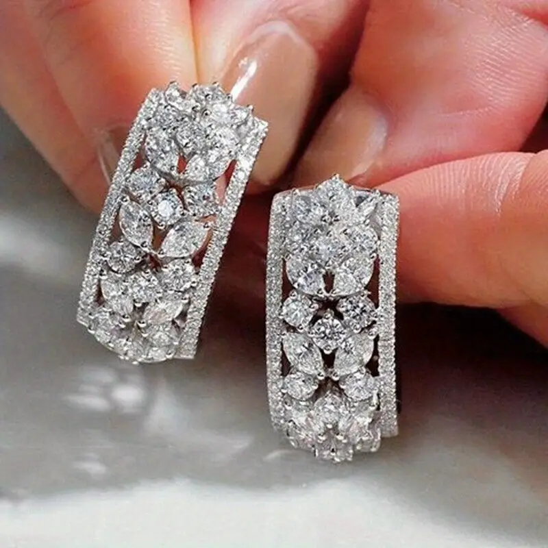 Pendientes Anchos con Estampado Floral Brillante