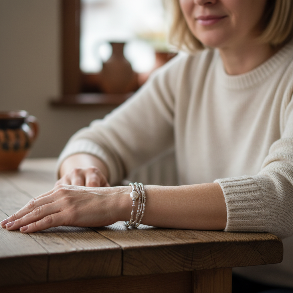 Conjunto de pulsera de perlas de inspiración vintage