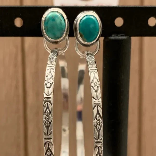 Pendientes elegantes con piedras intercambiables y diseño floral