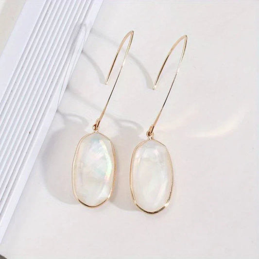 Pendientes colgantes con opalita noble y forma elegante