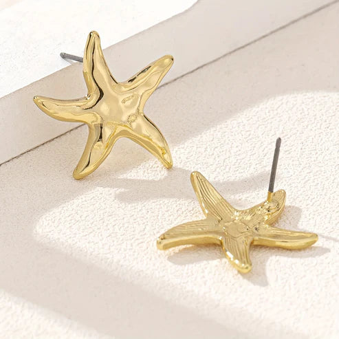 Pendientes de Estrella de Mar Texturizados con Diseño Brillante