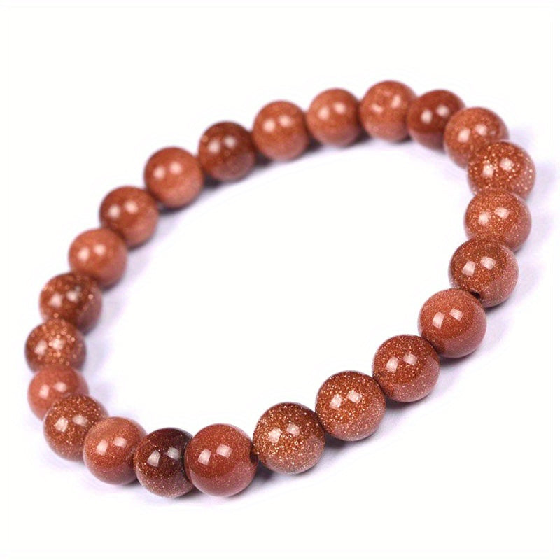 Pulsera de cuentas de opalita brillante y piedras preciosas elásticas unisex