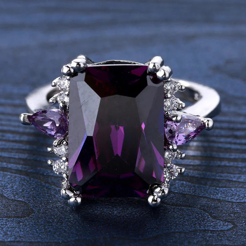 Anillo de Acero Inoxidable con Amatista