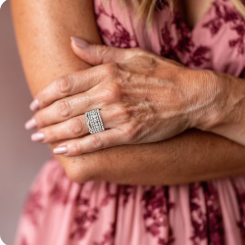 Anillo vintage con circonitas cúbicas en capas