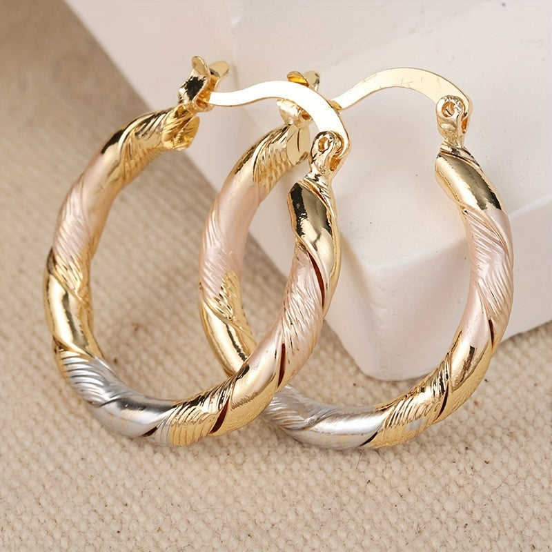 Pendientes de aro elegantes con degradados retorcidos para mujer