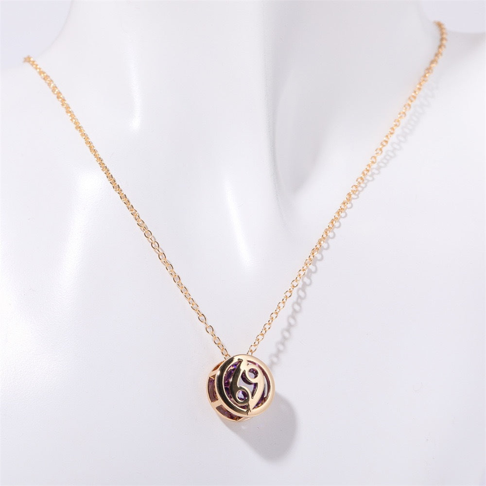 Collar de signo del zodíaco de doble cara con detalles en piedras de nacimiento