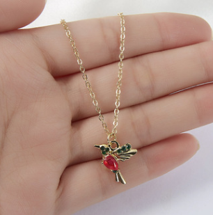 Conjunto de joyas de colibrí con detalles de piedras preciosas brillantes para mujer