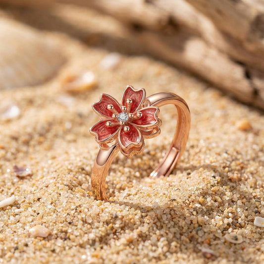 Catalina anillo giratorio flor de cerezo oro rosa - Sparkano Marbella