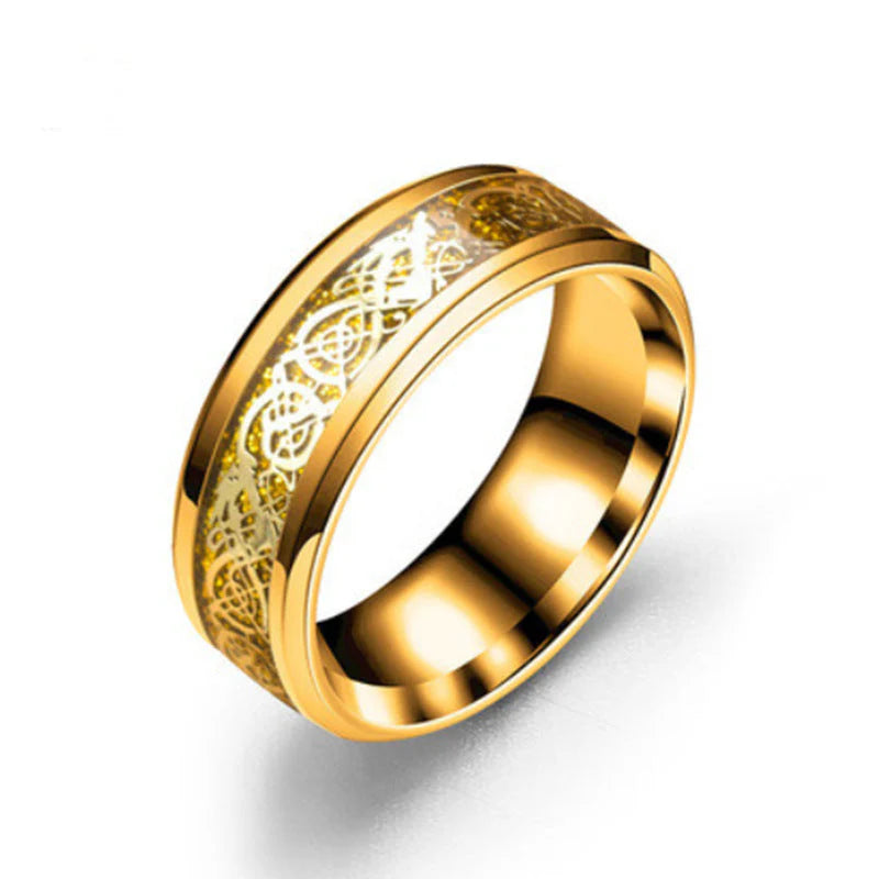 Anillo de Acero Inoxidable con Diseño de Dragón Celta