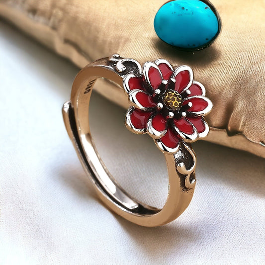 Cristina anillo flor roja y margarita - Sparkano Marbella