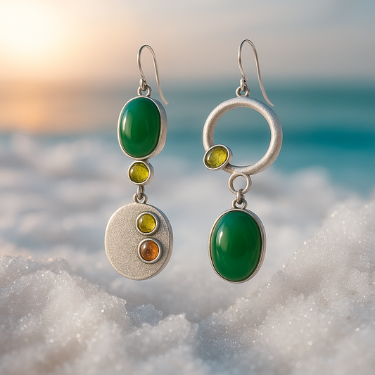 Pendientes Colgantes Verde y Ámbar de Estilo Marinero