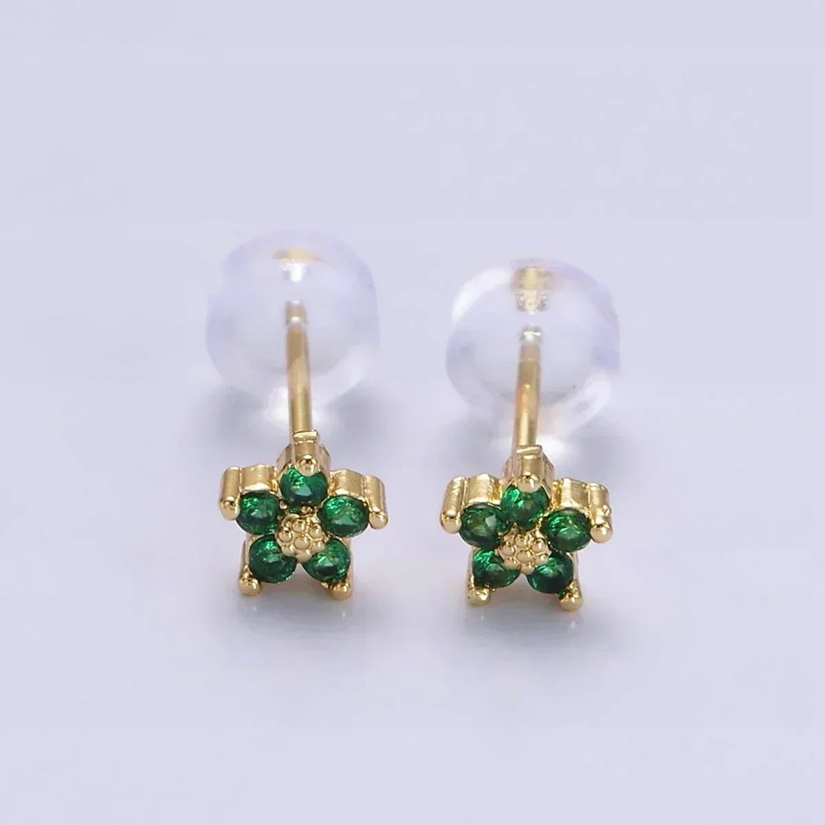 Pendientes de flores con circonitas de colores