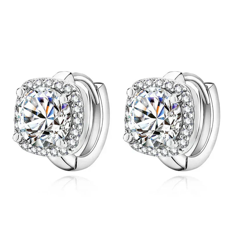 Pendientes Elegantes de Circonitas con Diseño de Halo