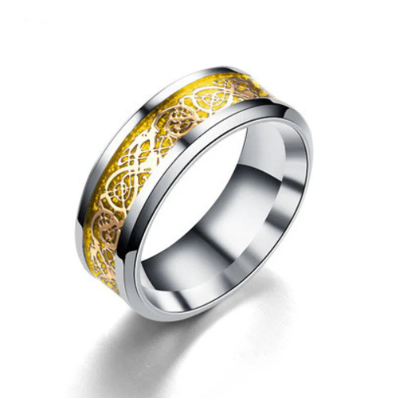 Anillo de Acero Inoxidable con Diseño de Dragón Celta