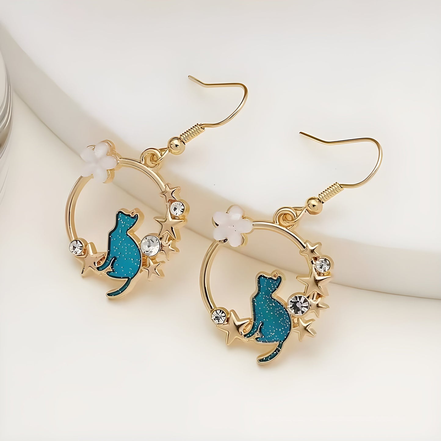 Pendientes de Gato Brillantes con Circonitas