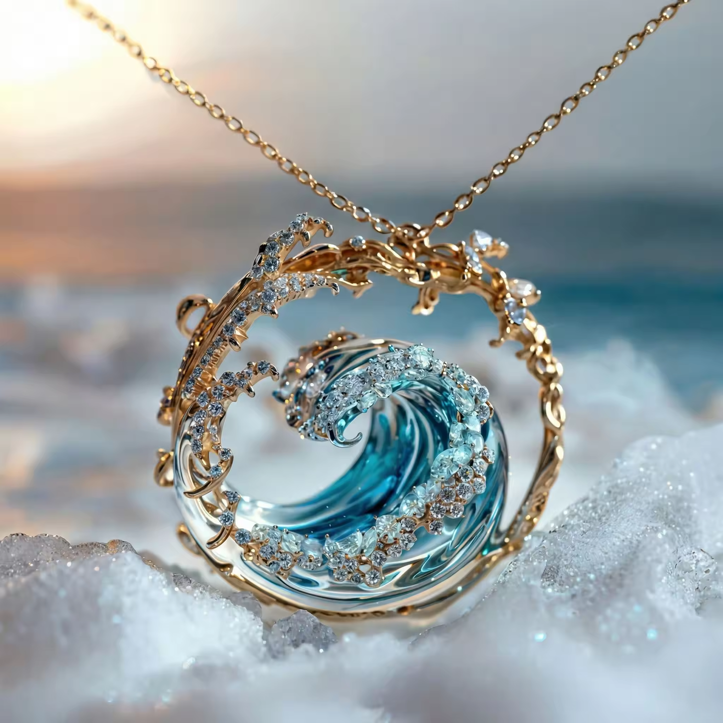 Collar de Cristal del Océano con Olas