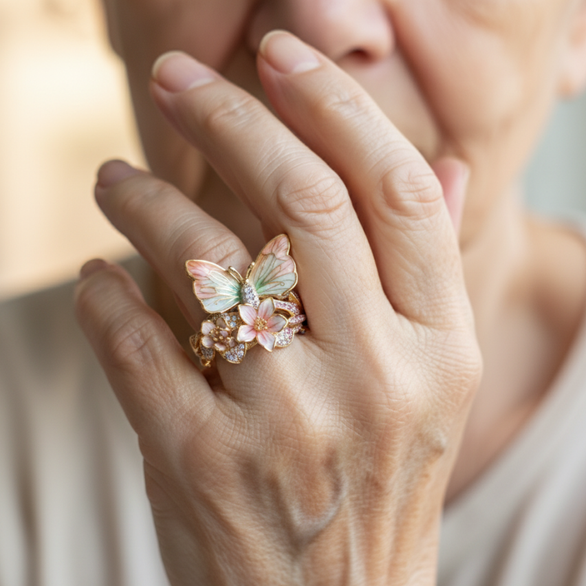 Anillo mariposa con circonitas