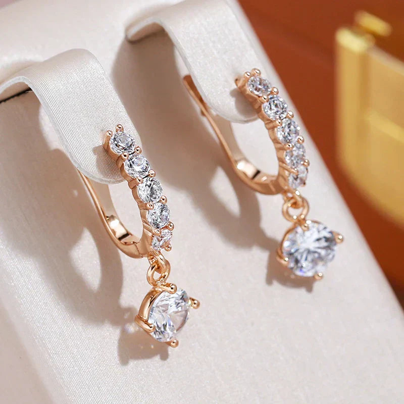 Pendientes de aro con circonitas brillantes y colgante en forma de lágrima para mujer