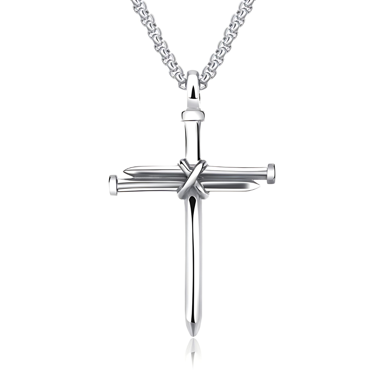 Collar de cruz de uñas para hombre y mujer con diseño de cruz