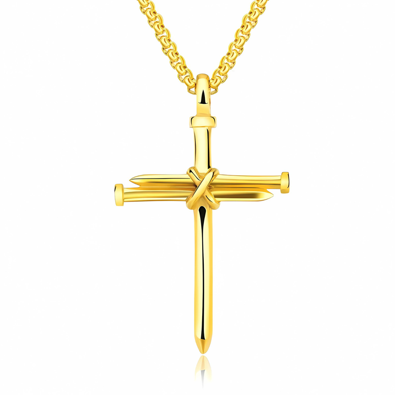 Collar de cruz de uñas para hombre y mujer con diseño de cruz