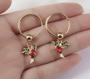Conjunto de joyas de colibrí con detalles de piedras preciosas brillantes para mujer